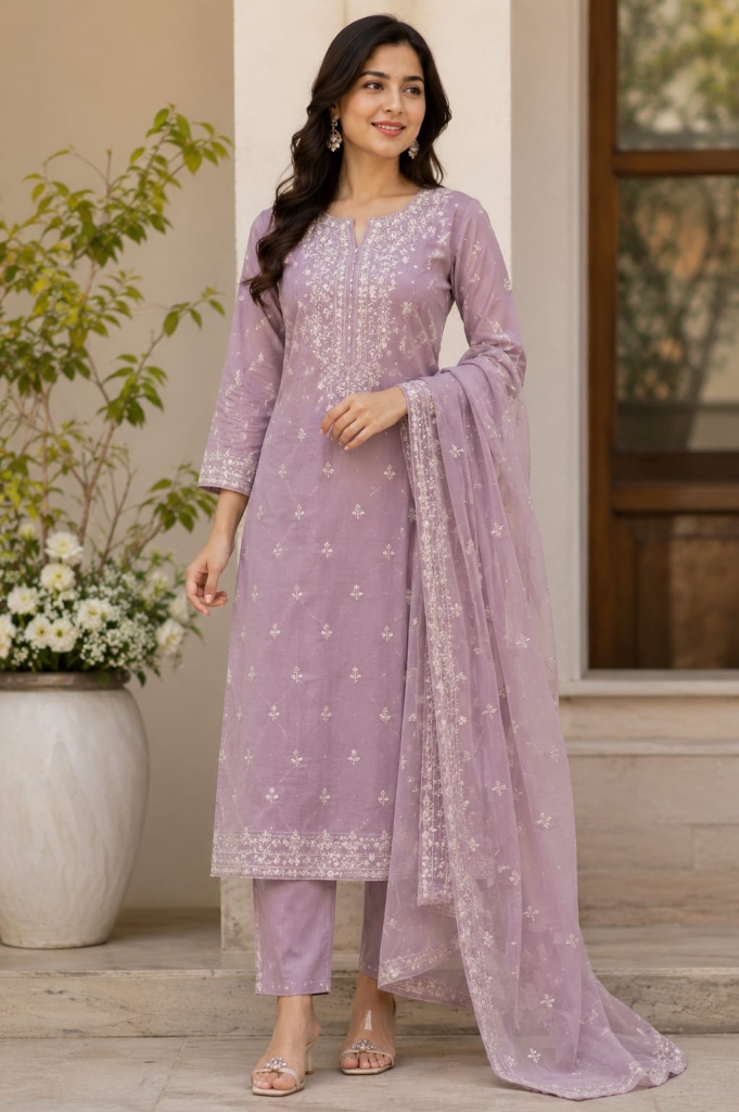 Intricate chikankari details